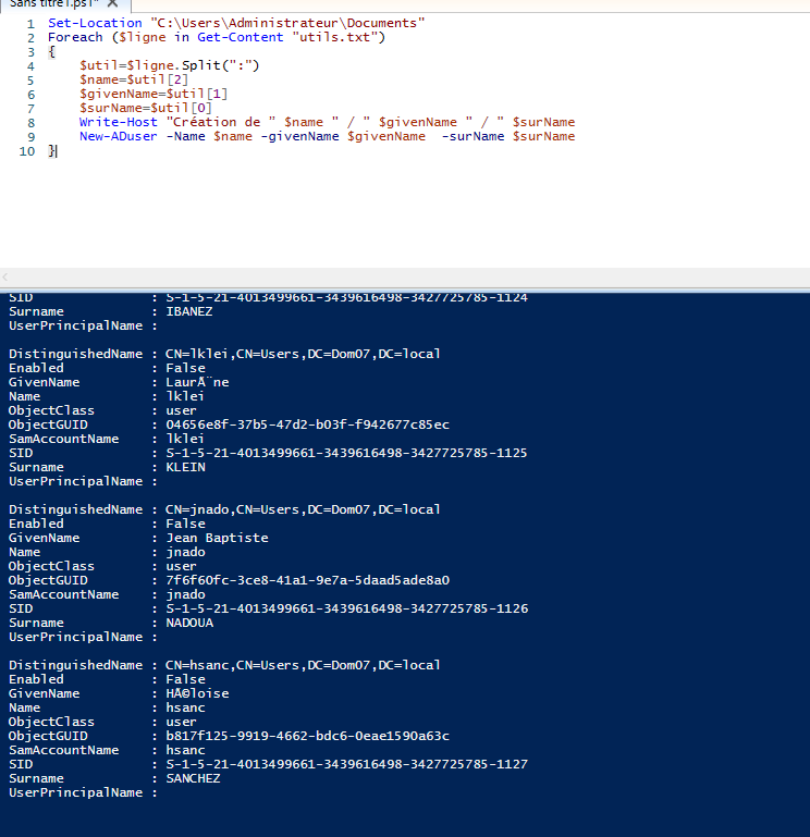 Script PowerShell d'importation massive et retour console